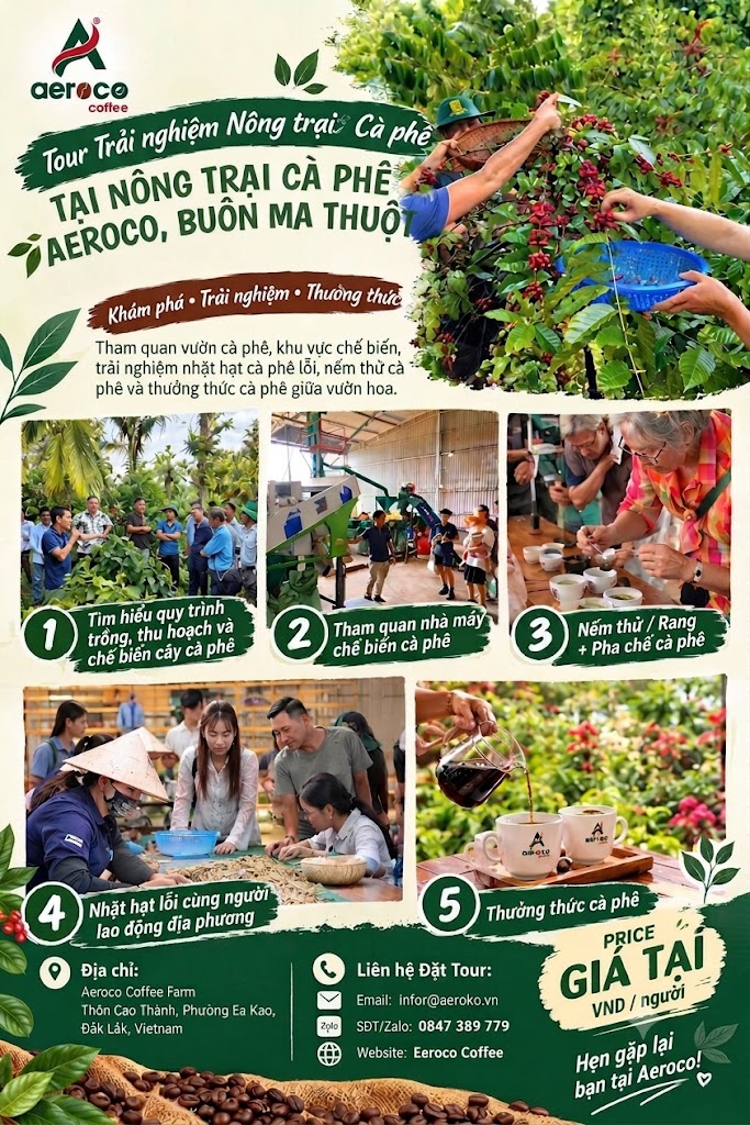 Tour tìm hiểu và trải nghiệm vườn cà phê EAROCO